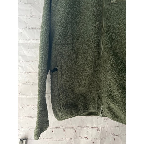 EVERLANE Men's Renew Zip Up Fleece Jacket Small Olive Green Teddy S - Picture 2 of 11